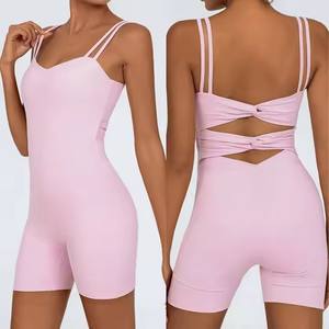 จั๊มสูทกีฬาวิ่งโยคะของผู้หญิงลายสก๊อตชุดออกกำลังกายชิ้นเดียวมีโลโก้ออกแบบได้ตามต้องการ - Product Image 4