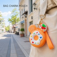 Porte-clés en silicone en forme de donut, mignon, avec chaîne, pendentif en caoutchouc souple, cadeau de Noël, vente en gros, OEM, ODM, direct