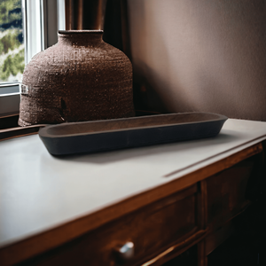 <b>Long</b> Narrow Black & Natural Modern Style Mango Wood Hand-carved Empty Bowl for Serving Home Decoration Tabletop & <b>Candle</b> Making - Product Image 3