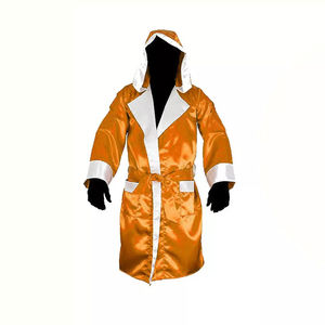 Robe de boxe sur mesure de qualité supérieure pour adulte, en noir et orange, tenue de marche en ring pour homme, robe de boxe par FAZN INDUSTRY - Product Image 4
