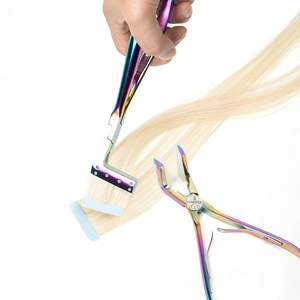 Pince professionnelle en acier inoxydable pour extensions à clipser avec surface de scellement plate pour coiffeurs - Product Image 5