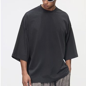 T-shirts pour hommes de haute qualité personnalisés en usine, 100% coton, unisexe, style hip-hop, t-shirt oversize décontracté, t-shirt oversize uni pour hommes - Product Image 2