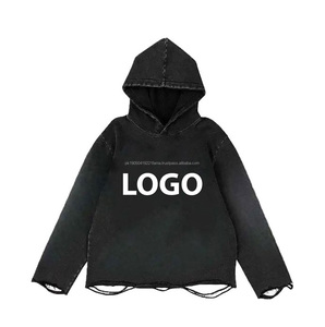 Pull Streetwear vintage délavé à l'acide personnalisé pour sweat à capuche en détresse délavé au soleil en éponge française avec impression bouffante logo en strass - Product Image 3