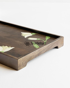 Bandeja de madera de lujo Tradebyd, bandeja decorativa hecha a mano para servir té, café, aperitivos, fiesta de boda y elegante - Product Image 4