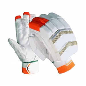 Guantes de Bateo de Cricket Unisex Blancos y Naranjas Transpirables de Poliéster para Adultos - Product Image 3