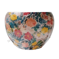 Pot de pommes en métal de qualité supérieure avec autocollant en émail imprimé à motif sans couture multicolore pour fleurs artificielles