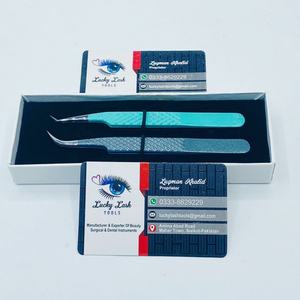 Pinzas Profesionales para Pestañas, Curvadas a 45 Grados, Herramientas para Pestañas Lucky, Pinzas de Acero Inoxidable de Precisión con Punta de Fibra Sostenible - Product Image 4