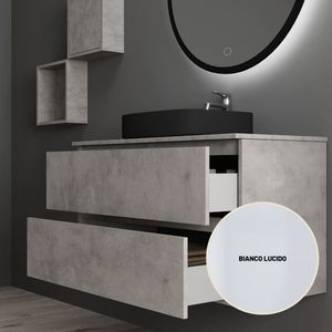 Londra Nordikflat bagno bianco con unità Base lavabo 101x46x55.5h cm e due cassetti Soft-Close - Product Image 3