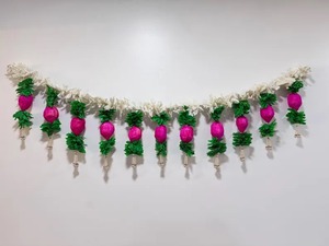 Flor de jazmín de loto Toran para Pooja Diwali Navratri Temple Bandarwar decoración colgante de pared tradicional Rosa verde Mogra guirnalda - Product Image 6