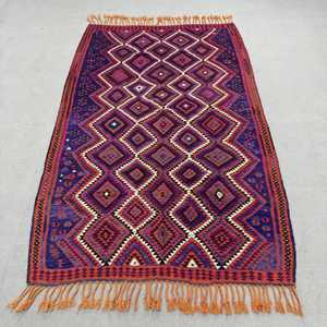 Alfombra Vintage de 4.1x7.3 pies, Alfombra Turca, Alfombra de Lana con Diseño Floral Azul - Product Image 1