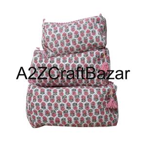 Bolsas de Cosméticos de Tela 100% Algodón Puro, Cierre de Cremallera con Borla, Diseño Moderno, Reutilizables, Ligeras, Multifuncionales, Bolsa de Maquillaje - Product Image 1