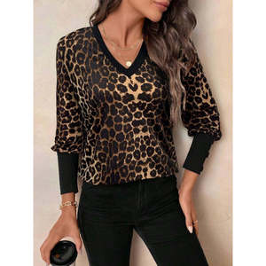 Blusa Supreme Estampada de Manga Larga con Cuello en V para Mujer, 37546 - Leopardo - Product Image 5