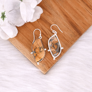 Nouveauté Boucles d'oreilles pendantes en pierre de jaspe Malinga bohème, vente chaude, plaqué argent laiton, pour femmes, cadeaux, bijoux - Product Image 4