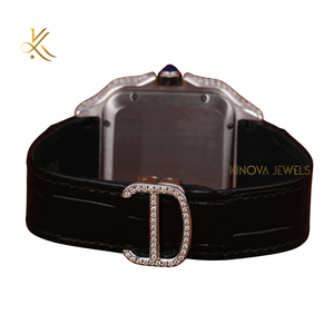 Reloj de Pulsera de Lujo con Diamantes de Moissanita, Esfera Cuadrada de Acero Inoxidable y Cierre de Brazalete - Product Image 4