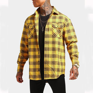 Chemises en flanelle boutonnées pour hommes de la meilleure qualité, sur mesure, dernier design, tricotées, manches longues, décontractées, col roulé, toile - Product Image 2