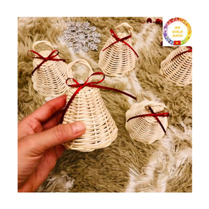 Juego de adornos navideños de ratán bohemio hechos a mano, decoraciones navideñas naturales Rústicas - Product Image 5