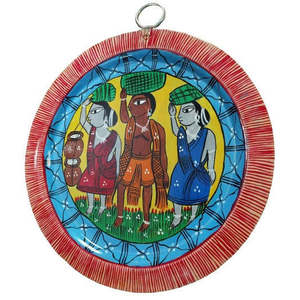 Mukherjee Handicrafts Exquisite Handpainted Aluminium <b>Plate</b> Patachitra Art <b>Wall</b> Hanging 23cm X 23cm - Product Image 5