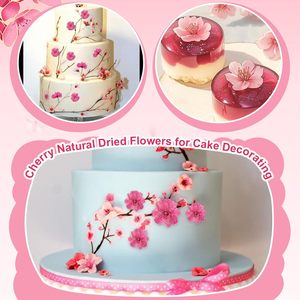 Lot de 100 <span class=keywords><strong>fleurs</strong></span> comestibles séchées et pressées naturelles pour décoration de gâteau, mélange de roses Sakura, <span class=keywords><strong>fleurs</strong></span> de cerisier pour décoration de cupcakes - Product Image 4