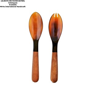 Cuillères de service Fourchettes et couteaux Boutique Vaisselle de luxe Serveur à salade en corne de buffle de luxe unique fabriqué en Inde - Product Image 4