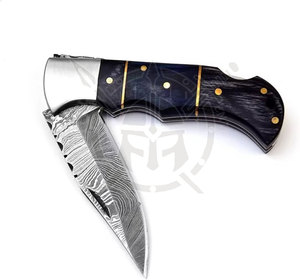 Couteau de chasse artisanal en acier Damas, fabriqué sur mesure par Steel Craft International, manche en Pakka/bois, lame droite de 130 mm, épaisseur de lame de 0,38 mm - Product Image 2