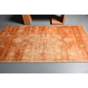 พรมตุรกีโบราณ4x8.2ft ผ้าวูลสีส้มและสีเบจสไตล์โบฮีเมียนสไตล์คลาสสิคผ้าวูลถักแบบแบนมียางรองสำหรับห้องนั่งเล่น - Product Image 3