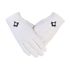 Guantes Masónicos de Algodón Hechos a Medida con Diseño OEM, Guantes de Uniforme para Ceremonia de Buena Calidad con Etiqueta Privada - Product Image 4