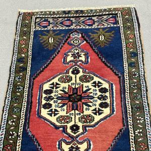 พรมวินเทจตุรกี ขนาด 1.9x3.6 ฟุต (59x110 ซม.) พรมขนสัตว์สีน้ำเงิน - Product Image 5