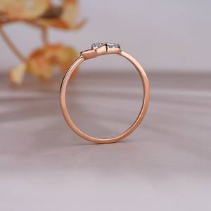 แหวนวงกลมสีทอง14K แบบเปิดคู่สำหรับผู้หญิงแหวนมอยส์ซอไนต์ทรงกลมตัดสวยงามแหวนทอง14K ของขวัญแต่งงาน - Product Image 3