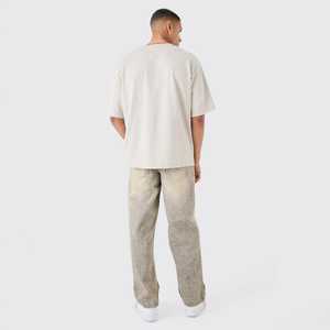 Pantalones Vaqueros de Mezclilla para Hombre, Corte Regular, Cintura Media, 100% Algodón, Estilo Holgado, Lavado Desgastado - Product Image 5