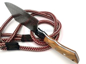 Hoja afilada fija de acero de Damasco personalizada de alta calidad, cuchillo de cocina para Chef, mango de madera y Funda de cuero - Product Image 3