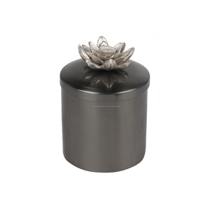 Boîte de bijoutier en tôle avec revêtement en poudre noire finition incrustation de fleurs de forme ronde meilleure qualité pour l'organisation de bijoux - Product Image 1