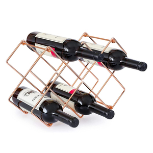 Estante de madera de alta calidad para botellas de vino con soporte de metal con cable, vajilla de diseño moderno, precio al por mayor, Color negro - Product Image 4