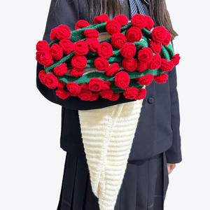 Manta de Ganchillo de Algodón Hecha a Mano con Rosas, Estilo Ramo, Flores Artificiales, Artesanía Textil y de Tela para Regalos - Product Image 1