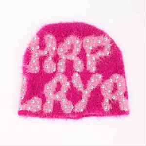 Gorros de Invierno Acrílicos Cálidos y Modernos al por Mayor, Gorro de Punto con Bordado Personalizado y Pedrería para Hombre - Product Image 6