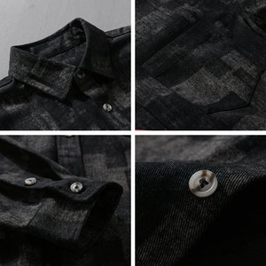 เสื้อเชิ้ตผ้าฝ้ายลายตารางสำหรับผู้ชายเสื้อยีนส์ลายตาราง100% พอดีตัวแบบลำลองกำหนดเองฤดูร้อน - Product Image 3