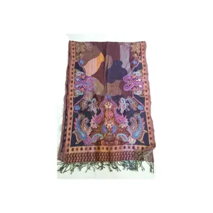 Beautiful Multi Colors Wool Stole With Embroidery Work For Indian Supplier At Best Market Price