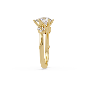 Anillo de Diamantes Cultivados en Laboratorio con Corte Pera y Marquise, Estilo Lujoso, Oro Puro de 14k, Borde Milgrain, Conjunto de Anillos de Boda para Mujer - Product Image 4