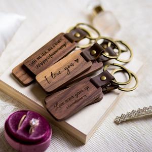 Llaveros de madera personalizados Sorprendente regalo Rectángulo Forma Llavero de madera para grabado láser - Product Image 1