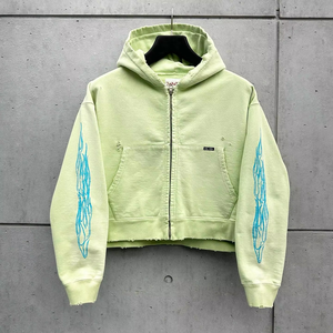 Fabricant sérigraphié Manches Sun Faded Survêtement Sweat à capuche zippé et pantalon baggy Ensemble Boxy Fit Distressed Vintage Sweatsuit - Product Image 3