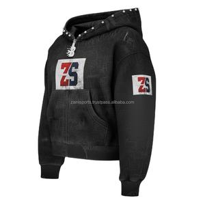 Women Zipper <b>Hoodie</b> 330GSM Heavy Fleece Premium Cotton Fabric Soft Inner Layer <b>Black</b> Custom Logo Print basics hoodies - Product Image 4