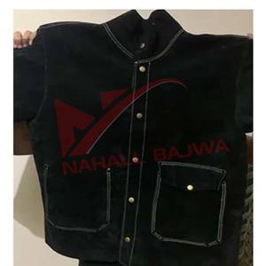 Veste de soudage en cuir Vêtements de travail résistants aux flammes Veste de soudage en cuir fabriqué avec un cuir fendu de vache solide. - Product Image 2