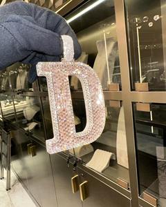 RB Gems Custom Christian Bezel Setting 925 Sterling Silver Rose Gold 3D D Letter Hip-Hop VVS Moissanite Diamond Pendant para - Product Image 2