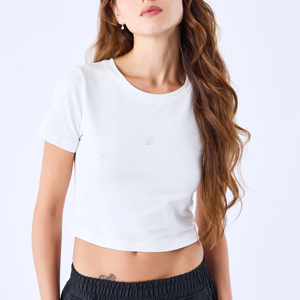 100% coton femmes coupe ample haut court été T-Shirt lourd avec impression personnalisée plaine haut court vierge - Product Image 2