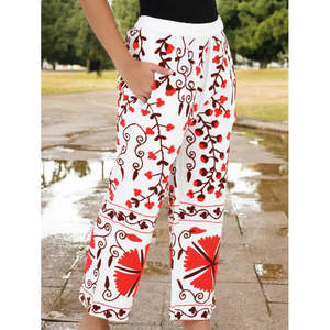 Pantalon Harem Bohème Brodé Fait Main, Pyjama Unique Style Hippie Respirant, Cadeau de Festival pour Elle - Product Image 4