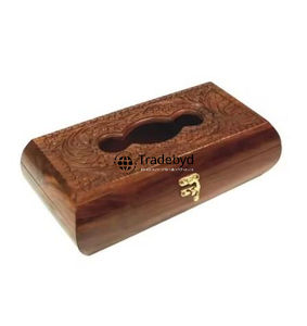 Caja de Pañuelos de Madera Rústica de Primera Calidad, Estilo Rústico, con Diseño Floral Grabado para Decoración del Hogar - Product Image 2