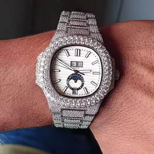 Montre Hip Hop en acier inoxydable pour hommes Iced Automatic Diamond Cut White Gold Plating Luxury Business Style Anniversary Miyota - Product Image 2