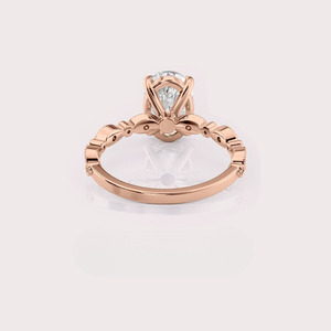 Anillo de Compromiso con Diamante Ovalado Creado en Laboratorio, Certificado por IGI, Oro Amarillo/Rosa y Blanco de 14k, Estilo Vintage - Product Image 4
