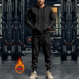 Conjunto de chándal de color sólido para hombre, chándal, trajes informales de otoño e invierno, pantalones de chándal con cremallera y sudaderas con capucha - Product Image 2