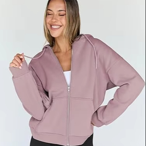 Chaquetas informales de moda de otoño con cremallera y capucha de gran tamaño para mujer Sudaderas de punto transpirables para invierno - Product Image 1