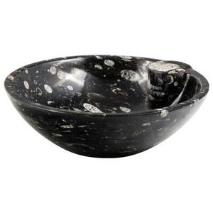 Évier rond; Conception de double couche de marbre noir et blanc Fabriqué en verre trempé élevé; résistant aux rayures et non poreux - Product Image 1